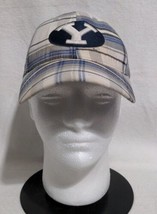 Brigham Young University (BYU) Men&#39;s Mesh Back Hat Blue White Plaid Logo - £11.27 GBP