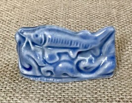 Vintage Wade Whimsies Blue Sturgeon Fish On Waves Miniature Porcelain Figurine - £2.02 GBP