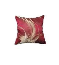 Vintage Red Gold Metallic Pillow, Classic, Red Wine Velvet,  Pipping, 16... - £31.13 GBP