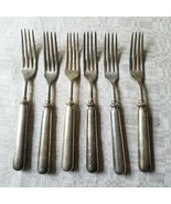 Lot of 6 early 1900s American Cutlery Co pat Dinner Forks 7 1/4&quot; Silverp... - £15.88 GBP