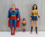 Superman Wonder Woman bendy action figures 3pc toy lot rubber-y  1 mini ... - $10.39