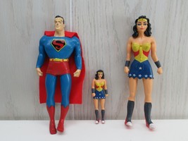 Superman Wonder Woman bendy action figures 3pc toy lot rubber-y  1 mini NJ Croce - £8.14 GBP