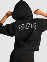 Victoria’s Secret PINK Black Embossed Logo IVY Fleece Campus Full Zip Ho... - €38,47 EUR