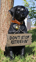 Lifelike Black Labrador Retriever Dog With Welcome Jingle Collar Sign St... - $55.99