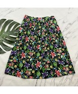 Liz Baker Womens Vintage Midi Skirt Sizr 14 P Black Pink Floral A-Line P... - $37.89 CAD