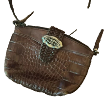 Brighton Embossed Textured Leather Mini Crossbody Bag Purse, Mahogany Brown - $376.33 MXN