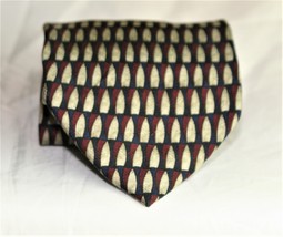 Louis Roth 100% Silk Mens Necktie Maroon Taupe/Golden - £8.73 GBP