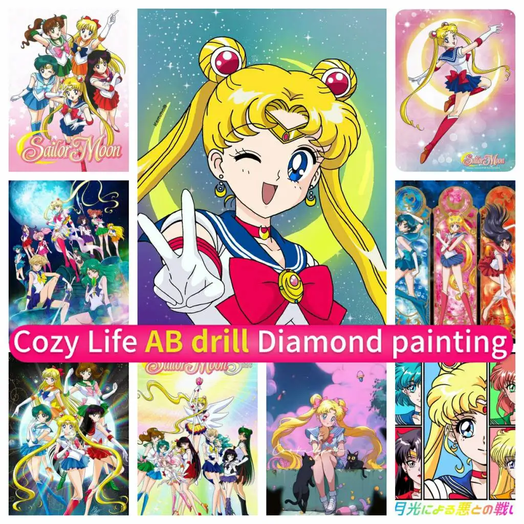 Classic Japanese Anime Character-Sailor Moon AB Diamond Painting DIY Art 5D - £11.52 GBP+