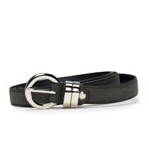 Modern elegant full grain belt on vegan leather with round buckle single square - £34.00 GBP