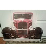 24&quot; midnight red auto V-8 hotrod 3d cutout retro USA STEEL plate display... - $1,888.19 MXN