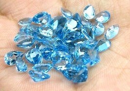 23.8Ct 50pc Lote Natural Topacio Azul Suizo Pera 6X4mm Facetas Piedras Preciosas - £95.87 GBP