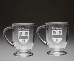 McKenna Irish Coat of Arms Glass Coffee Mugs - Set of 2 - £27.11 GBP