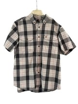 Men&#39;s Carhartt Short Sleeved Button Down Black/White Plaid Size L Relaxed fit - £12.06 GBP