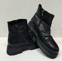 MIZ MOOZ   LEATHER  BOOTS PLATFORM SIDE ZIPPER BLACK  37EU / 7US NEW # C-35 - $39.95