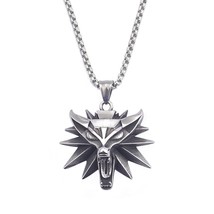 Ge witcher punk wolf head pendant necklace for men punk hip hop jewelry geralt of rivia thumb200