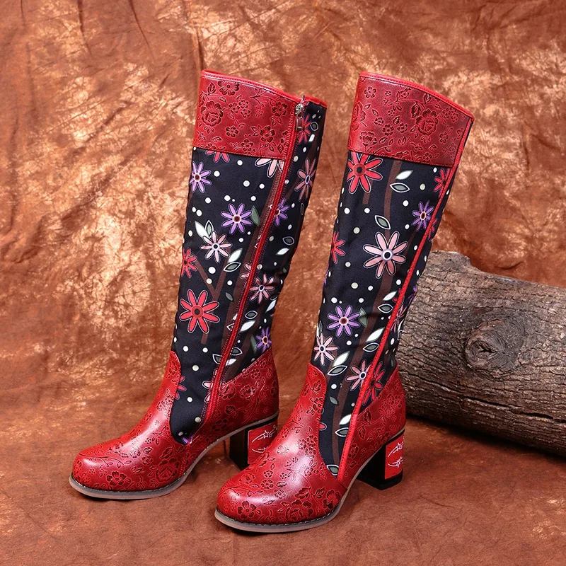 Vintage work Western boy Boots Women Shoes Bohemian Leather Shoes Woman Mid-calf - £99.29 GBP