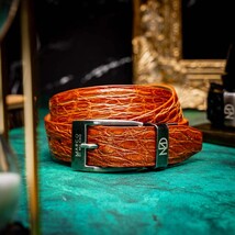 Marco Di Milano genuine exotic caiman flank Massimo Belt Honey image 4