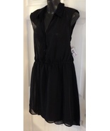 XL New Black 2-piece Shirt Dress Semi-Sheer Overlay &amp; Slip Knee Length 1... - $18.99