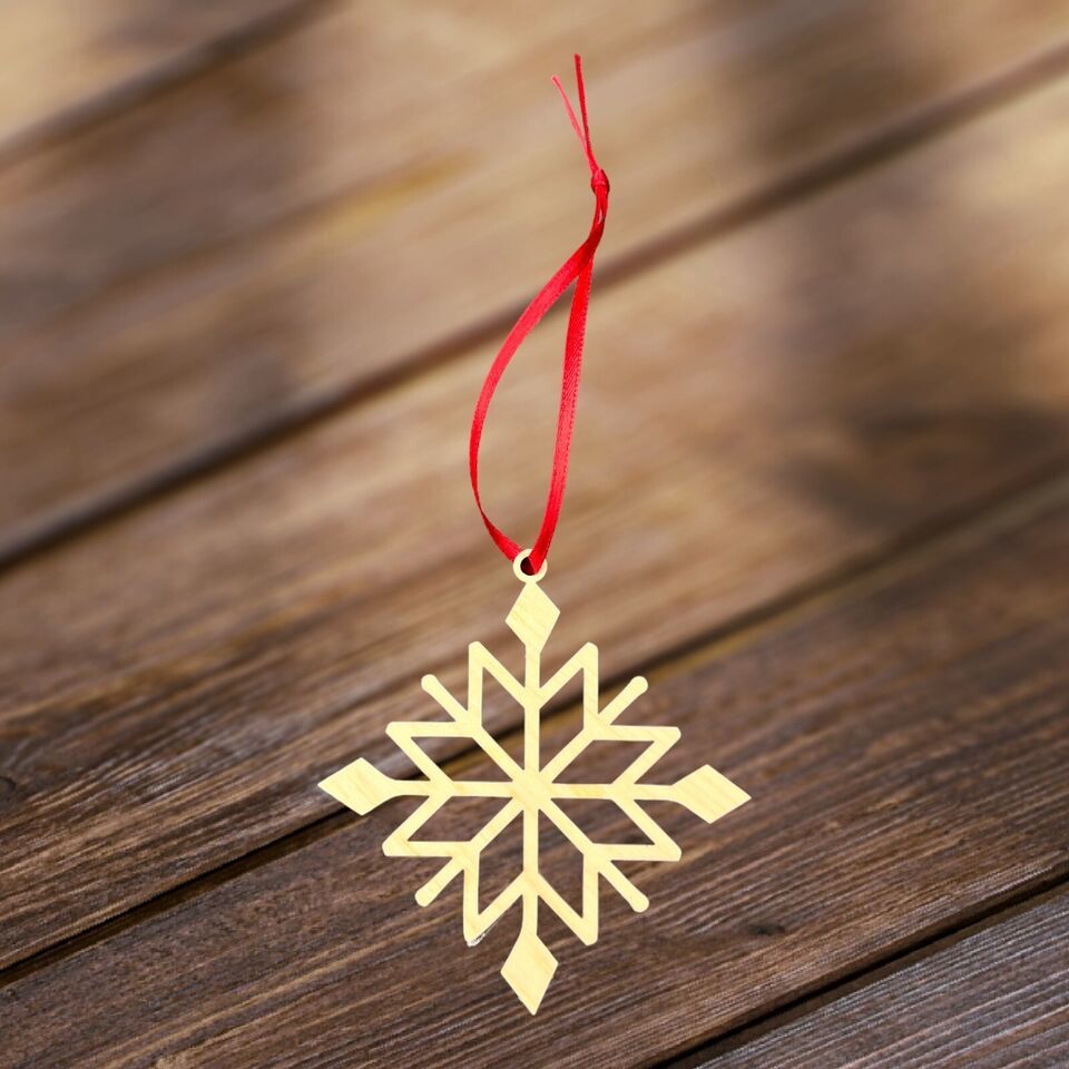 Wooden Christmas Ornamental Snowflake - Holiday Home Decor 4&quot; With Giftbox - $5.45