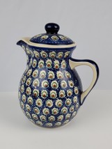 Boleslawiec Cobalt Blue Polka Dot Teapot #17 w/ Lid Excellent Condition Poland - £22.90 GBP