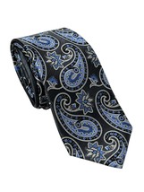 ERMENEGILDO ZEGNA Men&#39;s 100% Silk Tie ITALY Luxury PAISLEY Floral Blue Gray - $75.95