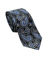 ERMENEGILDO ZEGNA Men&#39;s 100% Silk Tie ITALY Luxury PAISLEY Floral Blue Gray - $75.95