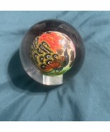 Vintage Chinese Reverse Hand Painted Peacock Glass Globe Spinning Wood S... - $74.25