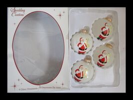 Sparkling Creations 4 Glass Ball Ornaments Santa Claus with List - $19.79