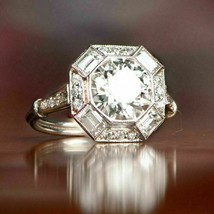 2.1Ct Rund Künstlicher Diamant Vintage Verlobung Solitaire Ring Sterlingsilber - £221.69 GBP