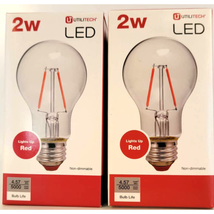Utilitech RED LED 25 Watt Equivalent 2W A19 Light Bulbs Medium Base Lot ... - £7.19 GBP