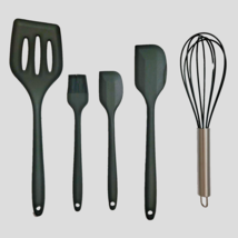 EASY BAKING 5 Piece Silicone Baking Utensil Set Heat Resistant Black whi... - $271.57 MXN