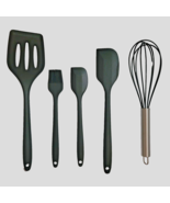 EASY BAKING 5 Piece Silicone Baking Utensil Set Heat Resistant Black whi... - $271.57 MXN