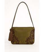 Sharif Made in USA Olive Satin Green &amp; Brown Tassel  Bag Crossbody Purse... - $55.27 CAD