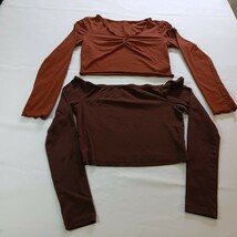 SHEIN 2-Set Women&#39;s Top Light Brown Size M &amp; Dark Brown Size S Long Sleeves - $8.31