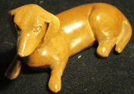 VINTAGE PAINTED CERAMIC MINIATURE FIGURINE DACHSHUND DOG REPAIRED - $4.00