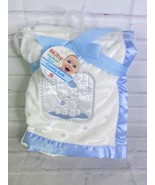 Nuby Puppy Dog Satin Patch White Blue Gray Polka Dot Baby Blanket Lovey ... - £54.52 GBP