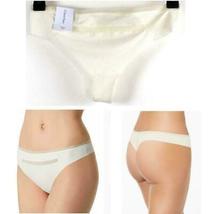 Calvin Klein Invisibles Mesh-trim Thong (Ivory, S) - $9.25