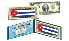 CUBA - Flags of the World Genuine Legal Tender U.S. $2 Bill Currency - £10.99 GBP