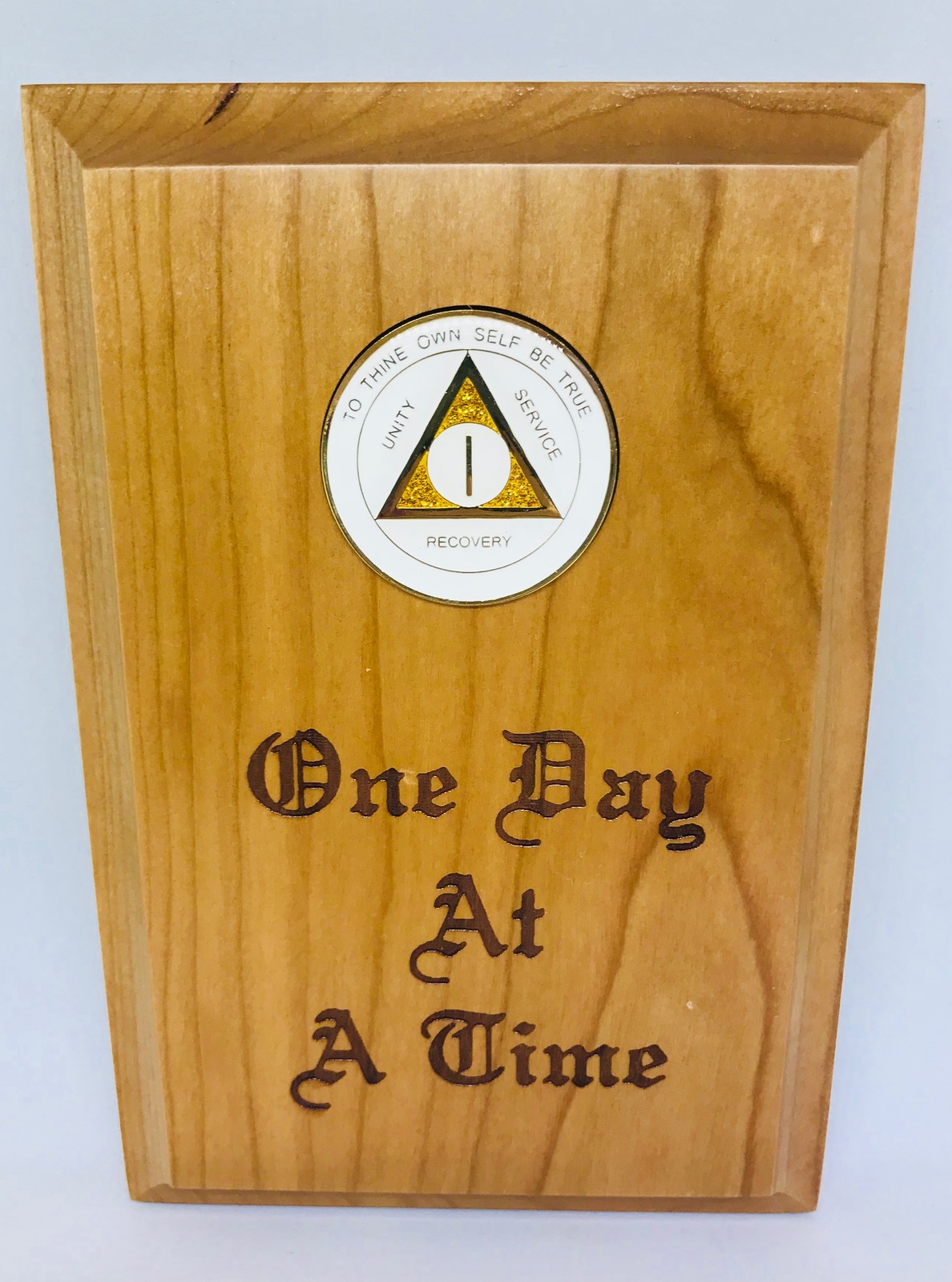 Wood Medallion Holder One Day at a Time  - $29.99