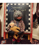 Unique Signed Primitive Folk Art of Trick or Treating Black Cat 22&quot; Figure - $342.93 CAD
