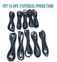 10 pack 6 ft Ballast Computer AC Power Cable 16 AWG 125V Cord PSU Supply 3 prong - £23.75 GBP