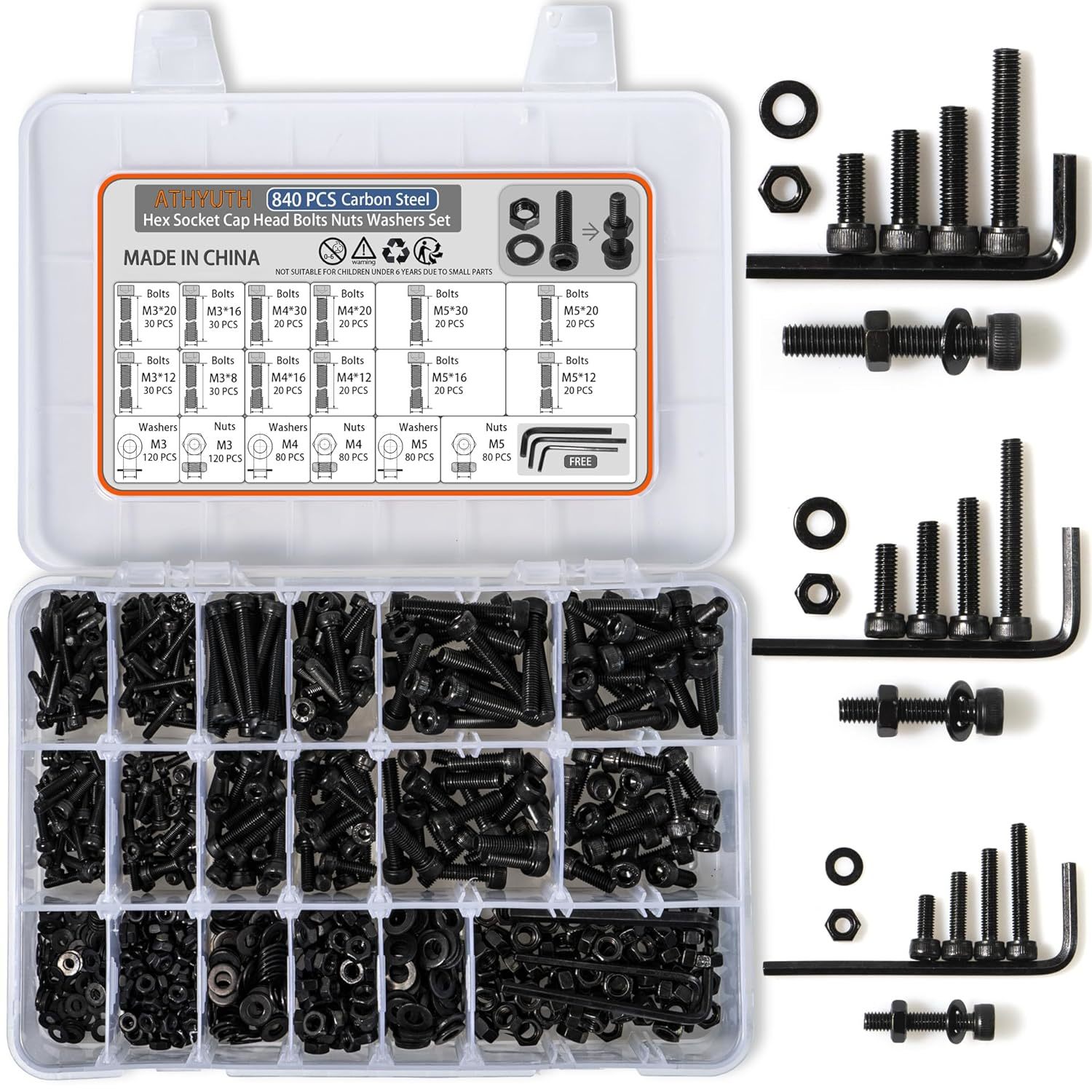 Metric Hex Socket Head Cap Screws Assortment Kit, M3 M4 M5 Metric Screws - $29.99