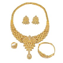 MUKUN Dubai Gold color Jewelry Sets for Women Necklace Earrings Bracelet Ring Se - £28.07 GBP