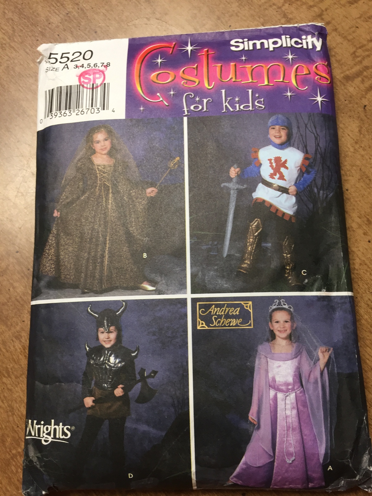 Simplicity Costumes for Kids Pattern 5520 size A 3-8 - $8.00