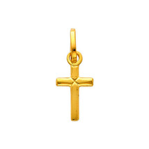 Genuine 14k Yellow Gold Unisex Solid THIN Small Cross Religious 0.78&quot; Pe... - $2,139.00 MXN