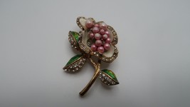 Vintage Enamel Rhinestone Flower Brooch Rough Shape Needs Fixing - £5.53 GBP