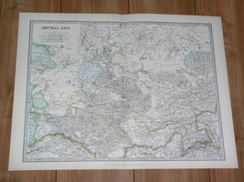 1907 Antique Map Of Central Asia Turkestan Uzbekistan Kazakhstan Turkmenistan - £24.50 GBP