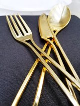 buyNsave Heavy Weight Plastic Elegant Disposable Polished Gold Silverwar... - $26.60