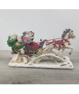 Family in One Horse Open Sleight Ride Over Bridge Christmas Figure - £30.88 GBP