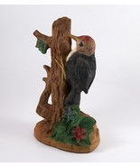 Redheaded Woodpecker Figurine Ceramic 8.75&quot; tall Vintage - £17.55 GBP
